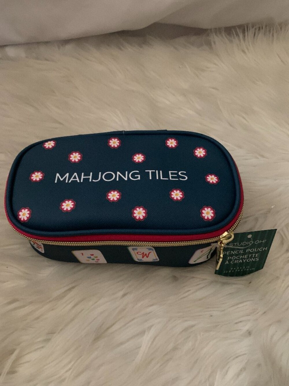 STUDIO OH! Mahjong Tiles Pencil Pouch in Navy Multi